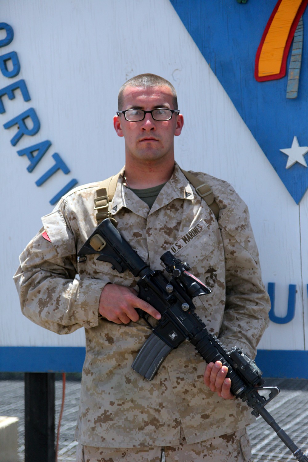 Lance Cpl. Matthew Friesen, a motor transportation operator with Regimental Combat Team 7, is a part of the motor transportation section responsible for moving gear and equipment throughout the RCT's area of operations. These logistics convoys supply Marines at smaller bases with water, food and other necessary military supplies. Friesen, a 21-year-old native of Ellicott City, Md., is one of many in his family to serve in the military and is proud to continue the tradition. Friesen's father served in the Navy, and his grandfathers served in the Army and Marine Corps.