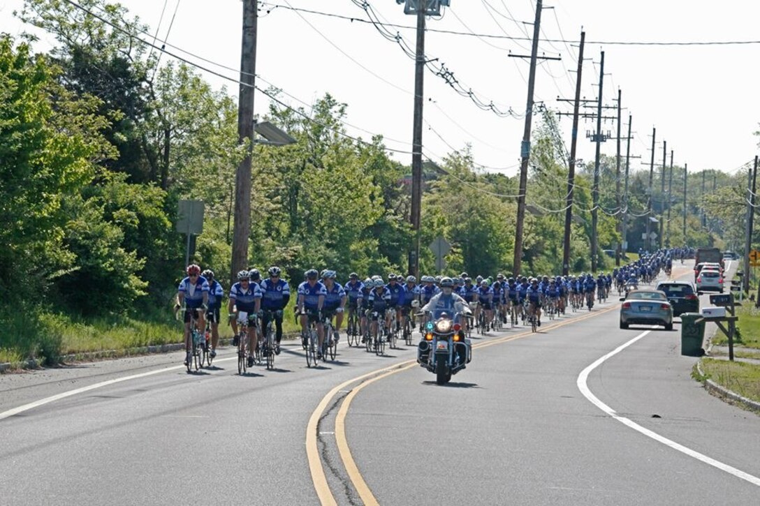 Police officers with Southern California Chapter VII ride during the 2013 Police Unity Tour, May 11. These officers rode 300 miles from Somerset, N.J. to Washington, District of Columbia to the National Law Enforcement Officers’ Memorial. (Photo provided by Police Sgt. Valerie Torres)  