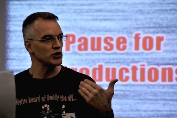 Chaplain (Capt.) Daniel Foreman, 51st Fighter Wing Protestant Chaplain, gives a recap on information before a group activity during the REBOUND Resiliency Seminar at Yongsan Army Garrison, Republic of Korea, June 8, 2013. The event curriculum was built to help individuals adapt and ‘rebound’ from times of stress, anxiety and grief through reframing and humor. (U.S. Air Force photo/Senior Airman Kristina Overton)