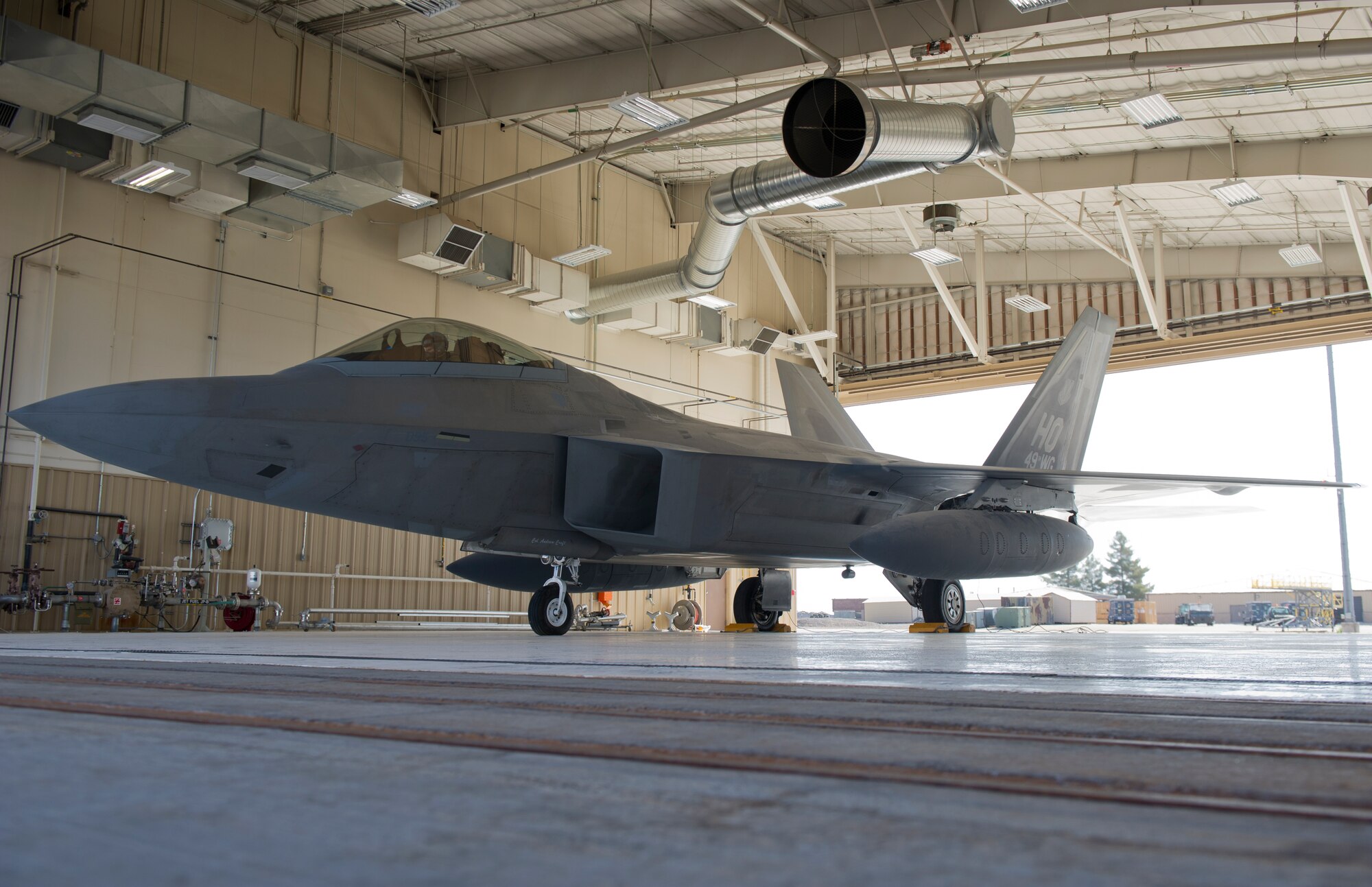 An F-22 Raptor from the 7th Fighter Squadron prepares to taxi to the runway at Holloman Air Force Base, N.M., June 7. The 7th FS flew F-22s in support of Operation Noble Eagle. ONE is the name given to the United States and Canadian military operations related to homeland security and support to federal, state, and local agencies. The ongoing operation began September 14, 2001, in response to the September 11 attacks. (U.S. Air Force photo by Airman 1st Class Aaron Montoya /Released)