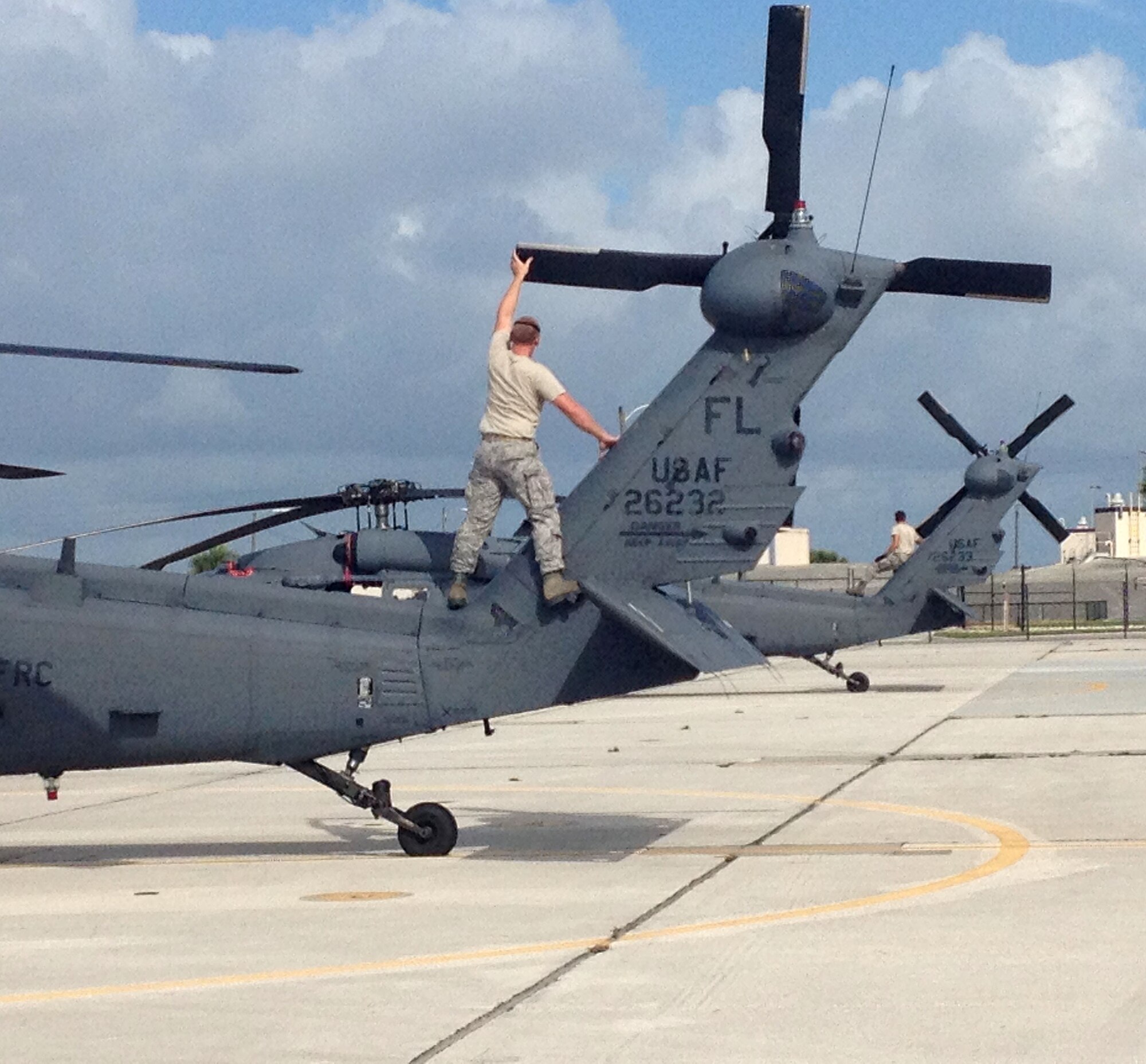 Maintenance reservists from the 920th Rescue Wing, Patrick Air Force Base, Fla., perform pre-flight inspections on the HH-60G Pave Hawk rescue helicopters. These inspections are done daily to ensure the aircraft are rescue-ready at a moment's notice. The 920th RQW is the Air Force Reserve's only  combat search and rescue wing. (U.S. Air Force photo/2nd Lt. Leslie Forshaw)
