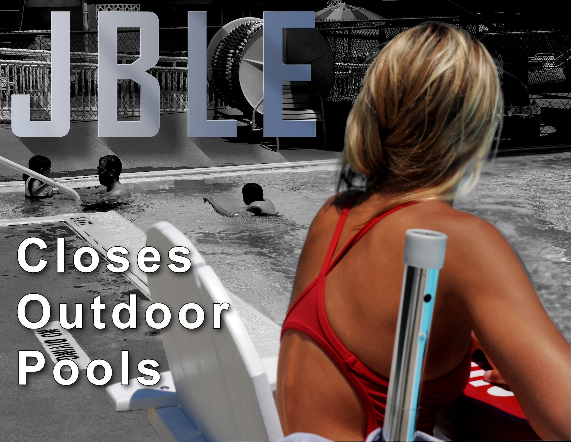 Due to budgetary reasons, officials at both Langley Air Force Base and Fort Eustis, Va. have decided not to open the outdoor pools at their respective locations. (U.S. Air Force graphic by Staff Sgt. Jarad A. Denton/Released)