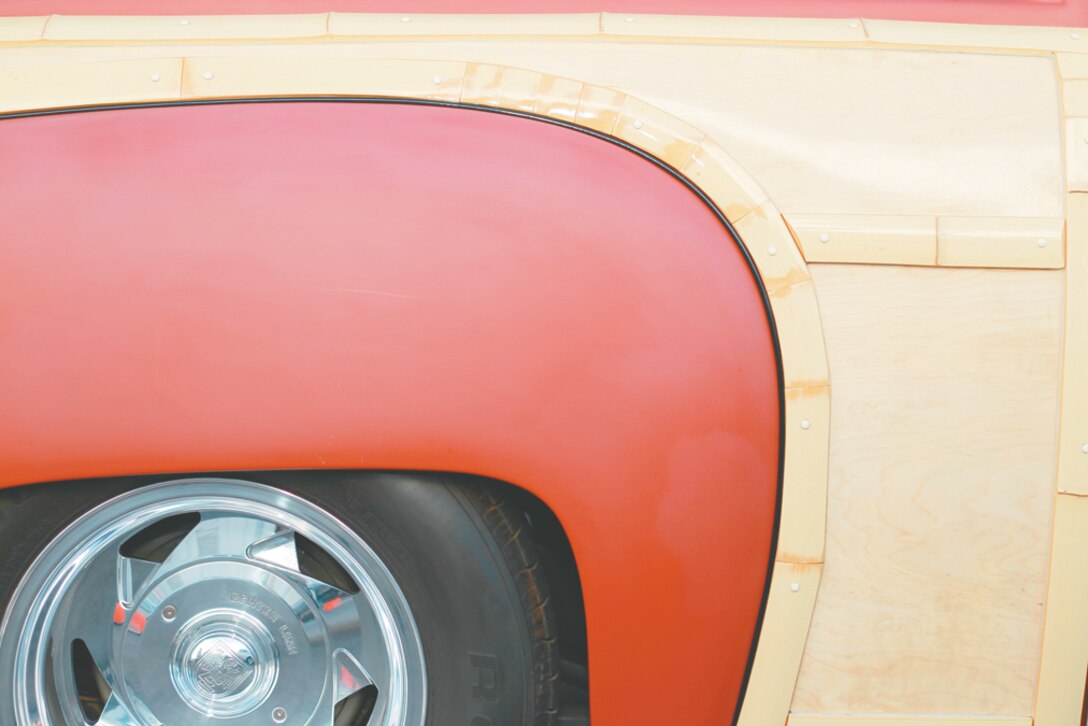 Jimmy Rodnich is the owner of 1949 Plymouth Phantom Woody displayed at the 13th Annual  Twentynine Palms Car Show. Twentynine Palms hosted the 13th Annual Car Show and Street Fair on Highway 62 June 1. “I was driving to work one day and I found it in a field in Joshua Tree,” Rodnich said. “It was quite a ways away and I could see a split-frame windshield, that kind of gives a way an old car. The owner had it parked there since 1972. They’re not attractive cars but I chopped it, sectioned it and it turned out looking ok.”