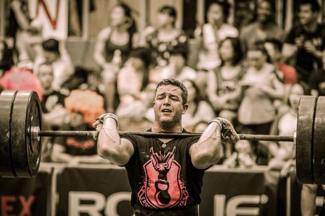 Gunnery Sgt. Randall "Jay" Johnson, an ordnance staff noncommissioned officer with Marine Fighter Attack Squadron 314 "Black Knights" and a Hereford, Texas, native, competes in an event at the CrossFit Games Asia Regional in Seoul, South Korea, May 31. During the three-day competition, Johnson competed in seven events and placed 25th out of 48 competitors.