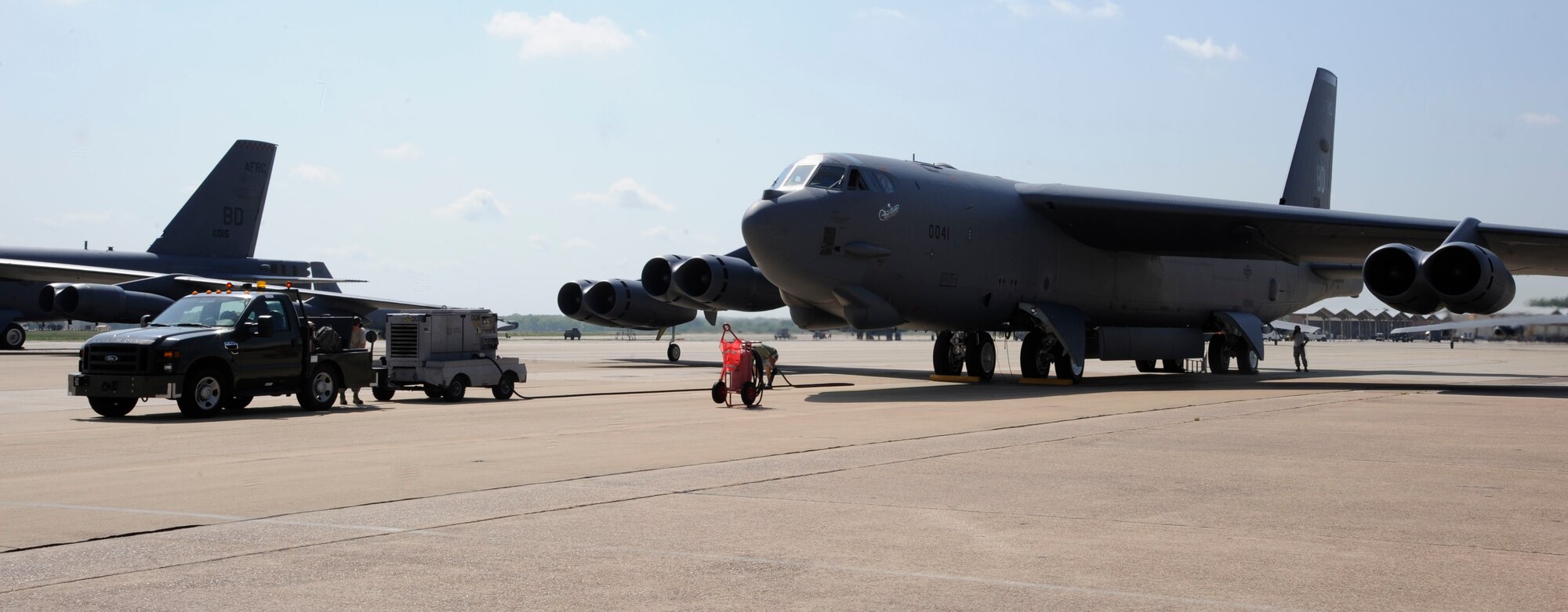Airmen assigned to the 307th Maintenance Squadron prepare to launch a B-52H Stratofortress on Barksdale Air Force Base, La., June 13, 2013. For the past 60 years the B-52 has been a powerful asset in the Air Force arsenal by delivering precision munitions to the battlefield. (U.S. Air Force photo/Airman 1st Class Andrew Moua)