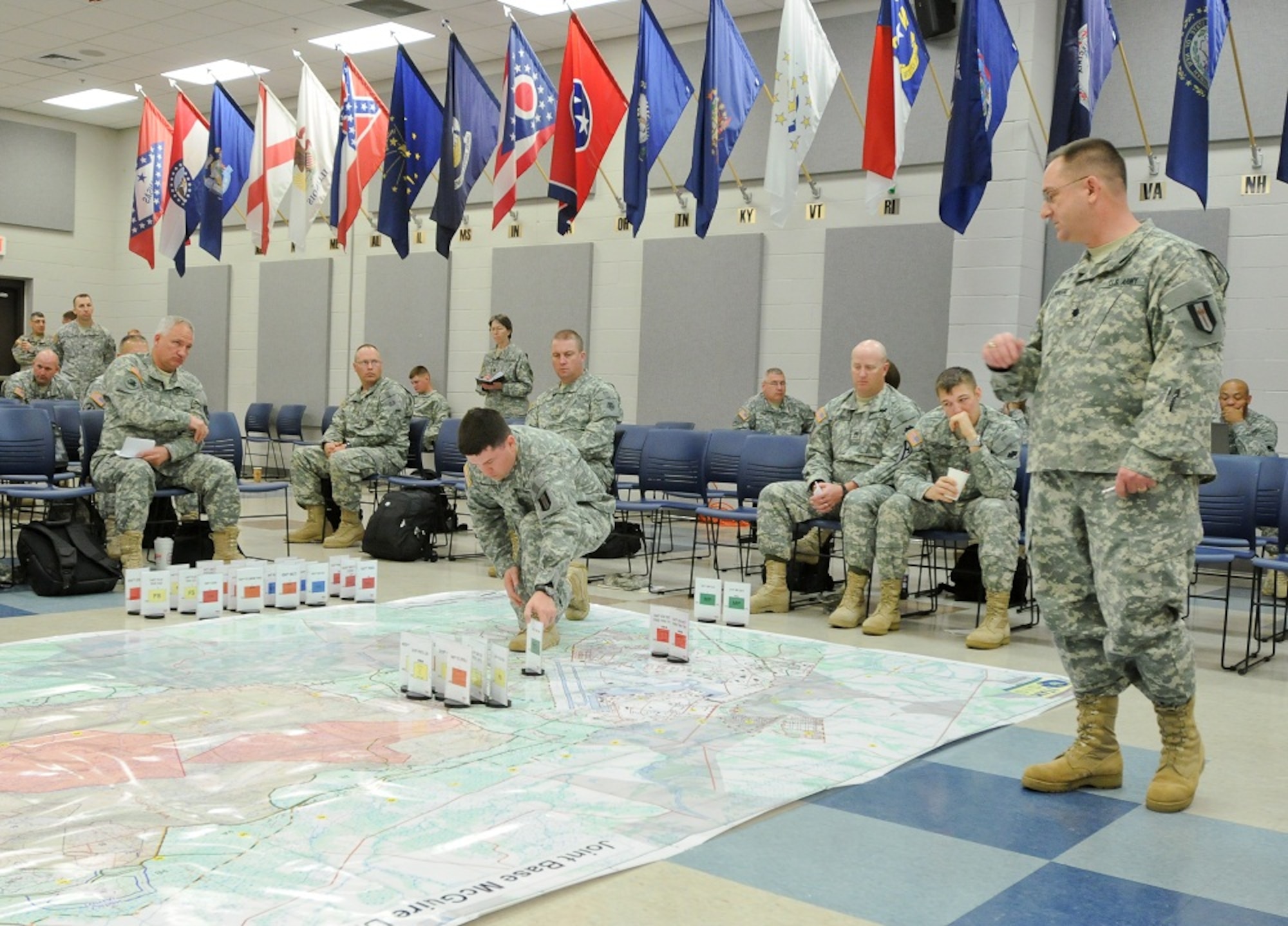 Soldiers from the Army Reserve’s 78th Training Division lead preparations for the three-week Combat Support Training Exercise to be held from June 8-28, 2013, at Joint Base McGuire-Dix-Lakehurst, N.J. Nearly 2,500 soldiers are scheduled to participate in the CSTX, which is designed to train and prepare Army Reserve units that are in the fourth year of the five-year Army Force Generation cycle. (U.S. Army photo by Sgt. 1st Class Raymond Moore/Released)