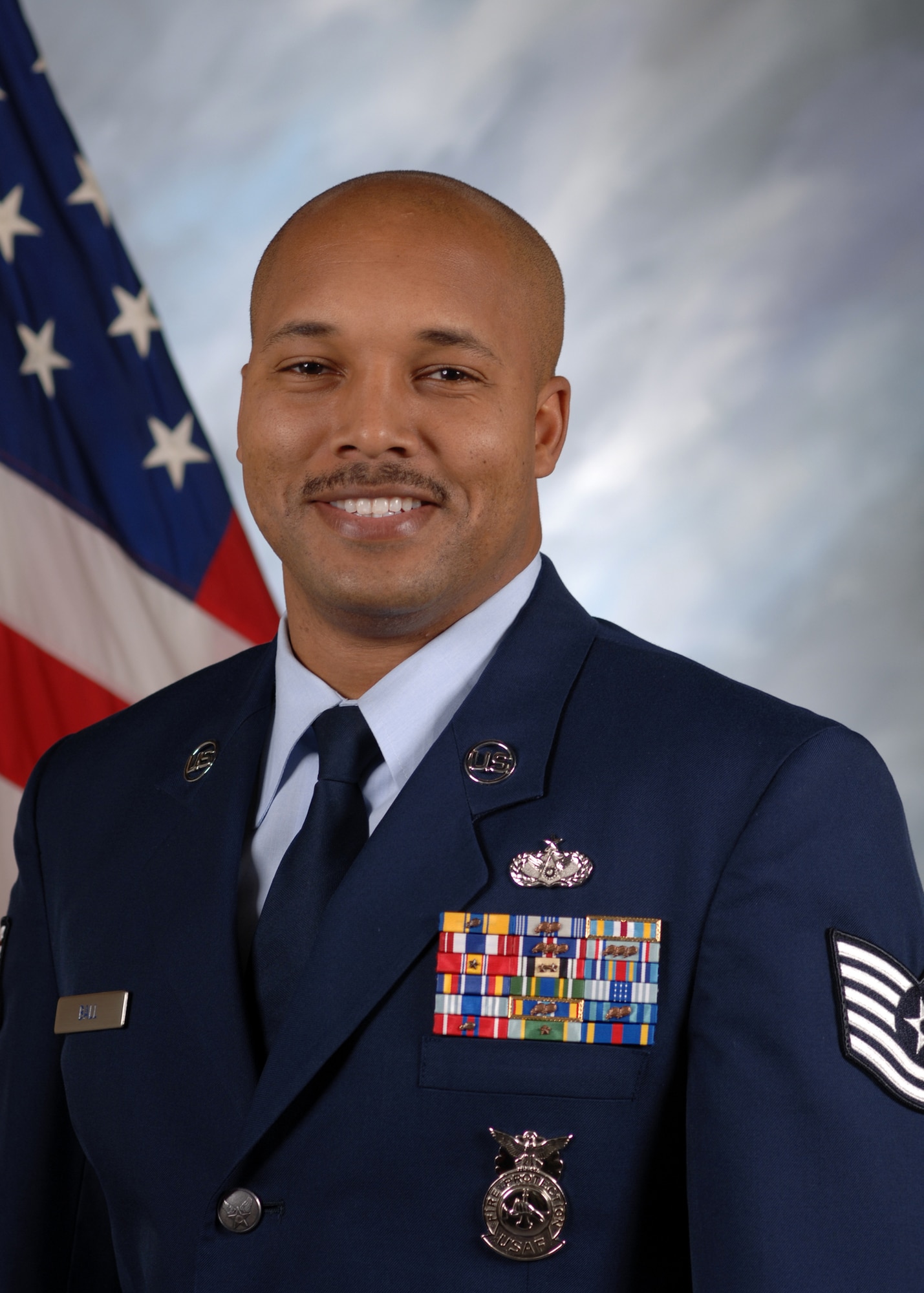Tech. Sgt. Byron Ball, Assistant Fire Chief with the 319th Civil Engineer Squadron, received the North Dakota American Legion Fire Fighter of the Year Award earlier this year. Ball’s achievements include responding to medical emergency calls on base, establishing a triage sight treating 10 Airmen for heat exhaustion, and originating a 30-acre habitat renewal controlled burn. (U.S. Air Force photo)