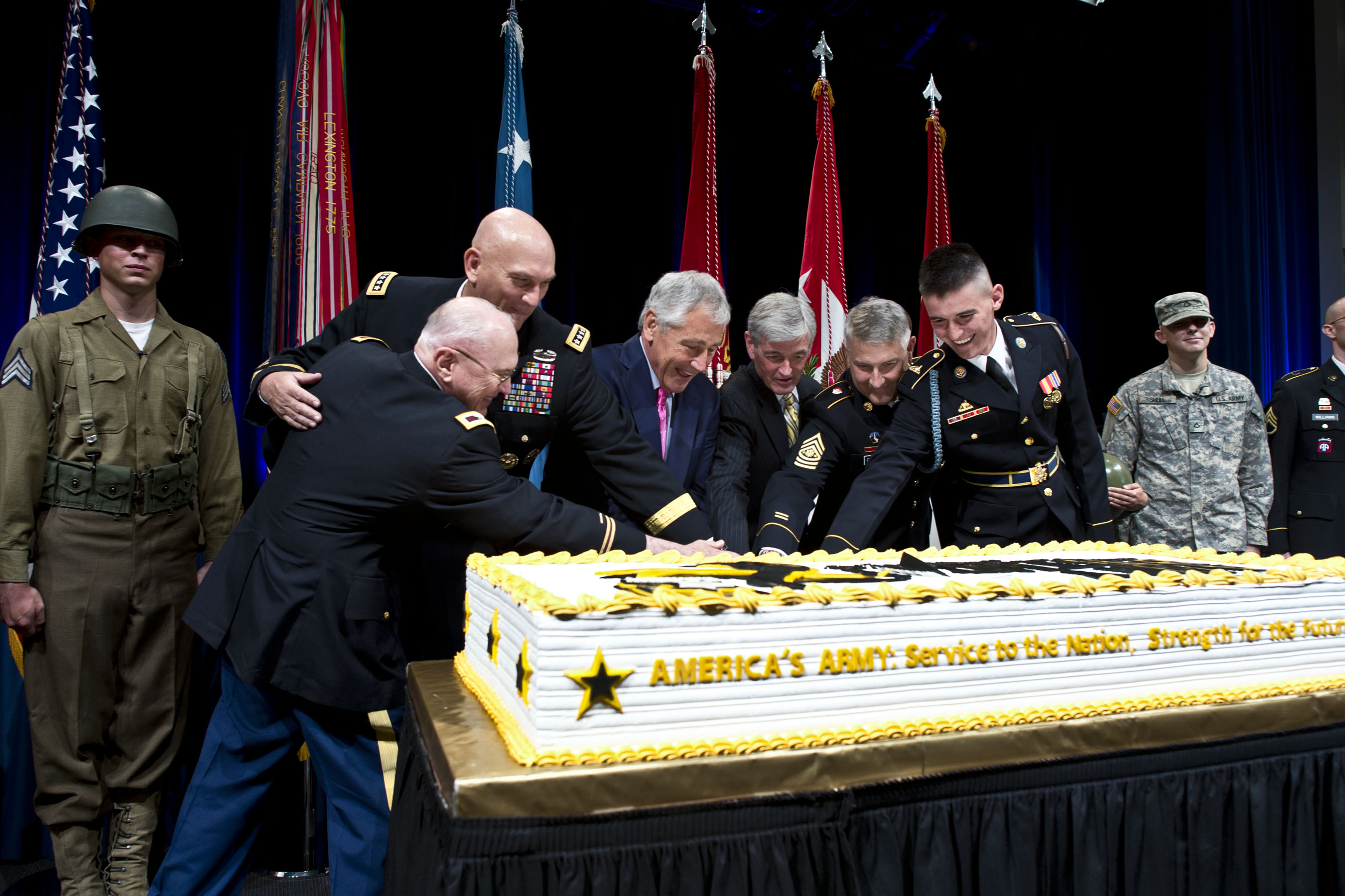 From left, Army Col. Arthur Wittich, the oldest soldier serving in the