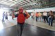 Ms. Lori Ewald, Honorary Commander for the 436th Contracting Squadron, (wearing jeans) wields a simulated ASP baton while sparring with a 436th Security Forces Squadron member wearing a protective red suit to experience some of the training Raven's go through during an in-depth tour of Dover Air Force Base, Delaware's 436th Security Forces Squadron, June 5, 2013. Raven's are highly trained Security Forces personnel who deploy with military aircraft and provide on-site security for the aircraft around the world.  (U.S. Air Force photo/Greg L. Davis)