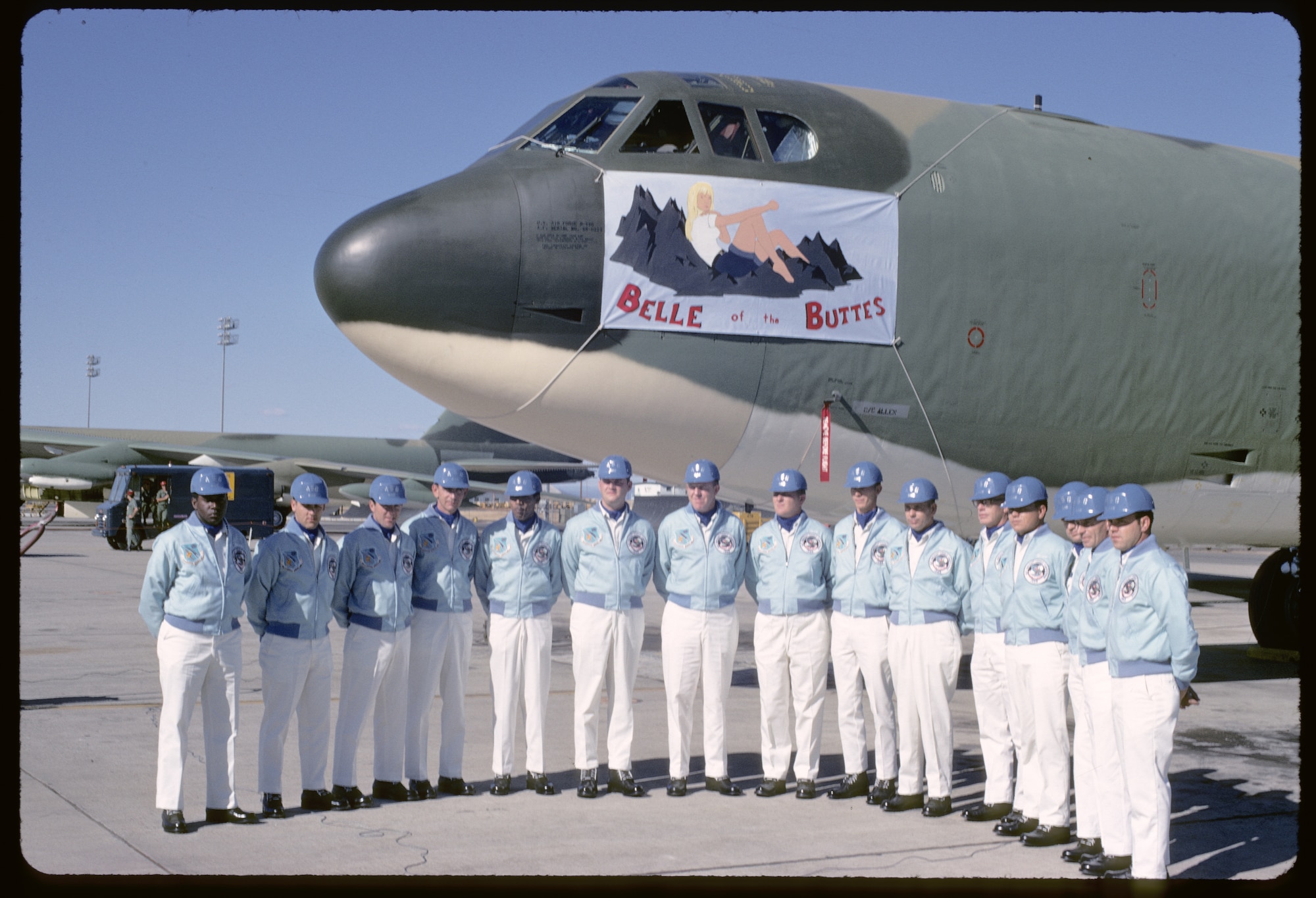 Members of the 4126th Strategic Wing pose for a photo in front of a B-52 Stratofortress on the flightline at Beale Air Force Base, Calif. On Feb. 8, 1959, Strategic Air Command established Beale as an operational Air Force Base and activated the 4126th Strategic Wing. (Courtesy photo)