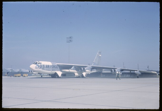 A B-52 Stratofortress sits on the flightline at Beale Air Force Base, Calif. The B-52 is a long-range, subsonic, jet-powered strategic bomber designed and built by Boeing. It has been operated by the Air Force since the 1950s and can carry up to 70,000 pounds of weapons. (Courtesy photo)