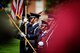 The Scott Air Force Base honor guard present the flag during the playing of the National Anthem at the 375th Air Mobility Wing change of command ceremony June 14, 2013 at Scott AFB, Ill. Col. Kyle Kremer, former vice commander at McConnell AFB, assumed command from Col. David Almand, who was selected to be the wing commander of the 89th Airlift Wing at Andrews.(U.S. Air Force photo/ Staff Sgt. Ryan Crane)