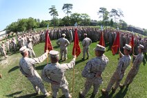 Members of 8th Engineer Support Battalion, 2nd Marine logistics Group listen to remarks from Brig. Gen. Edward D. Banta, the commanding general of 2nd MLG, after being named the runner-up for the American Petroleum Institute Award for excellence in fuel management aboard Camp Lejeune, N.C., June 13, 2013. The award was established in 1988 to highlight the accomplishments of petroleum professionals. 