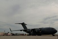 A Canadian C-17 Globemaster III, waits for patients to be loaded at the Lakefront Airport in New Orleans, LA, Aug.31, 2008.  The patients are being evacuated out of New Orleans prior to Hurricane Gustav making landfall.  