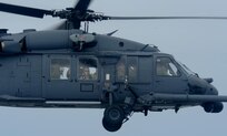An HH-60 Pave Hawk helicopter assigned to the 331st Air Expeditionary Group conducts search and rescue operations in Galveston, Texas, Sept. 13, 2008, following the landfall of Hurricane Ike.