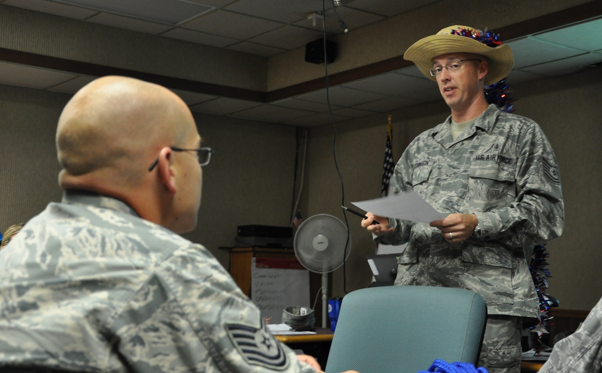 Tyndall’s newest RTAs participating in resiliency activities during a two day course at the Airman and Family Readiness Center June 12 and 13. The course was designed to teach them how to provide resiliency training within their individual squadrons. During their two days of training, the RTAs were taught by Jodie Schwartz, Airman and Family Readiness Center chief and Master Resilience Trainer, with a mixture of classroom style slideshow lectures and hands-on activities, which the RTA can use in resiliency training they facilitate for their own squadron. (U.S. Air Force photo by Airman 1st Class Alex Echols)