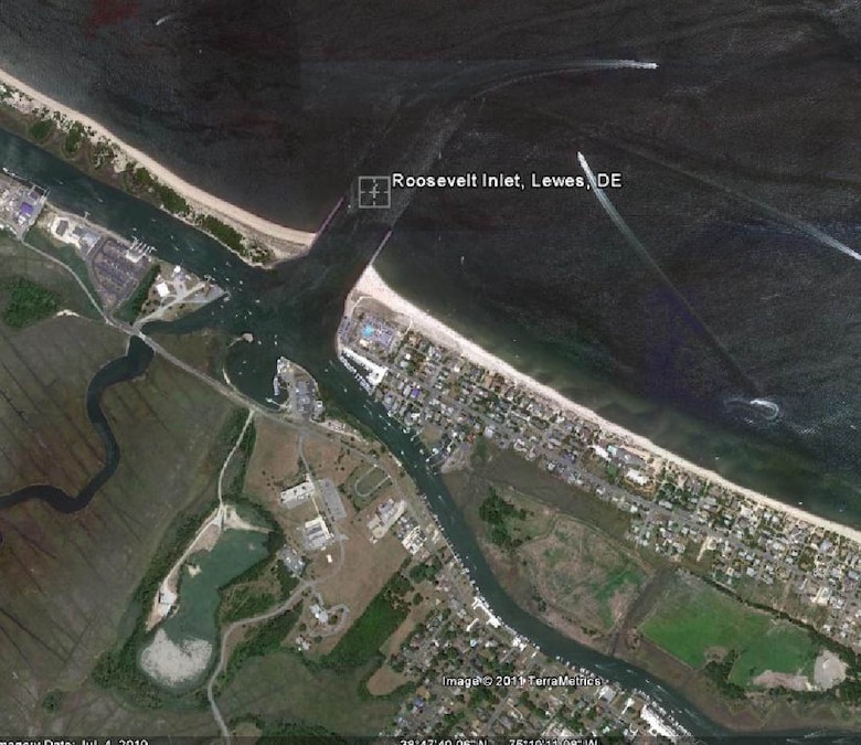 The Inland Waterway from Rehoboth Bay to Delaware Bay project provides for an entrance channel through Roosevelt Inlet near Lewes, Delaware, 10 feet deep and 200 feet wide protected by two parallel jetties 500 feet apart and extension of the jetties; a channel 10 feet deep and 100 feet wide to the South Street Bridge at Lewes; a channel 6 feet deep and 50 feet wide to Rehoboth Bay entrance.