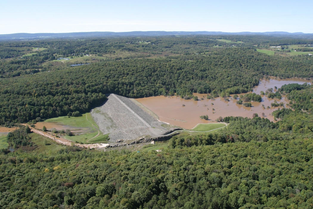 Jadwin Dam, located approximately three miles above the confluence of Dyberry Creek with Lackawaxen River, in Honesdale, Pa, experienced high water conditions following Hurricane Ivan in 2004. 