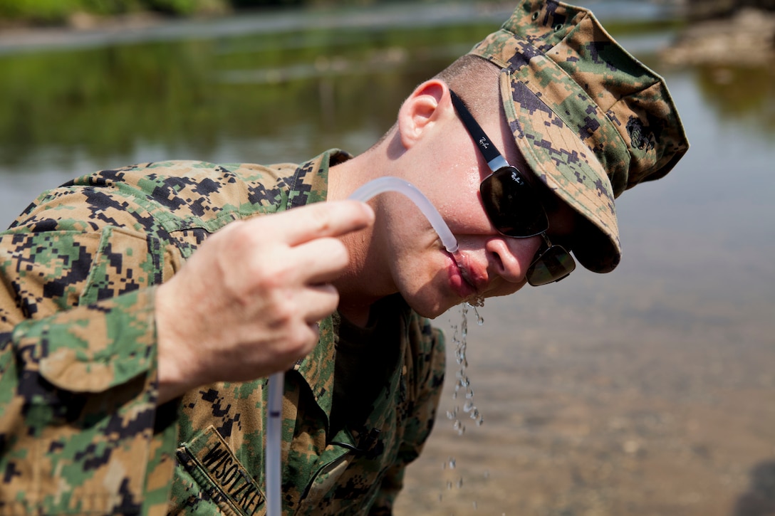 U.S. Marine 2nd Lt. Michael Wisotzkey, a combat engineer officer with III Marine Expeditionary Force, samples water from Solar Hybrid Expeditionary Power and Purification System used to purify the water as part of a disaster-response scenario during the ASEAN Humanitarian Assistance/Disaster Relief and Military Medicine Exercise hosted by Brunei Darussalam June 17 in Temburong, Brunei. More than 2,500 multinational personnel from 18 Asia-Pacific nations are participating in the ASEAN exercise, which provides a platform for regional partner nations to address shared security challenges, strengthen defense cooperation, enhance interoperability and promote stability in the region. The exercise is scheduled from June 17 to 20.