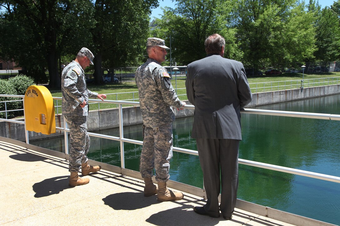 SMA Raymond T. Chandler, the highest ranking Non-Commissioned Officer in the Army visited the Washington Aqueduct to learn more about the Corps' unique and diverse mission, June 5. USACE Command Sgt. Maj. Karl J. Groninger  accompanied SMA Chandler on the tour and both were able to talk to District Employees who ensure safe, drinking water for all of DC, the City of Falls Church and Arlington County, Va. 