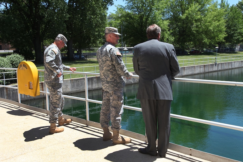 SMA Raymond T. Chandler, the highest ranking Non-Commissioned Officer in the Army visited the Washington Aqueduct to learn more about the Corps' unique and diverse mission, June 5. USACE Command Sgt. Maj. Karl J. Groninger  accompanied SMA Chandler on the tour and both were able to talk to District Employees who ensure safe, drinking water for all of DC, the City of Falls Church and Arlington County, Va. 