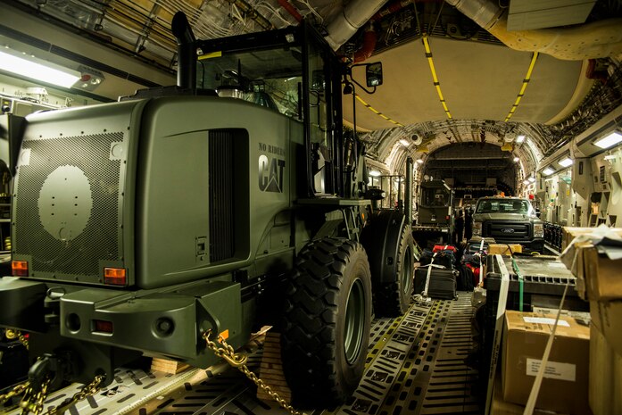 Cargo purchased by the Indian air force sits in the cargo bay of the first IAF Globemaster III June 13, 2013, at Joint Base Charleston – Air Base, S.C. The Indian air force received its first of 10 C-17 Globemaster IIIs from Boeing, with the remainder being delivered through 2014. (U.S. Air Force photo/ Senior Airman George Goslin)