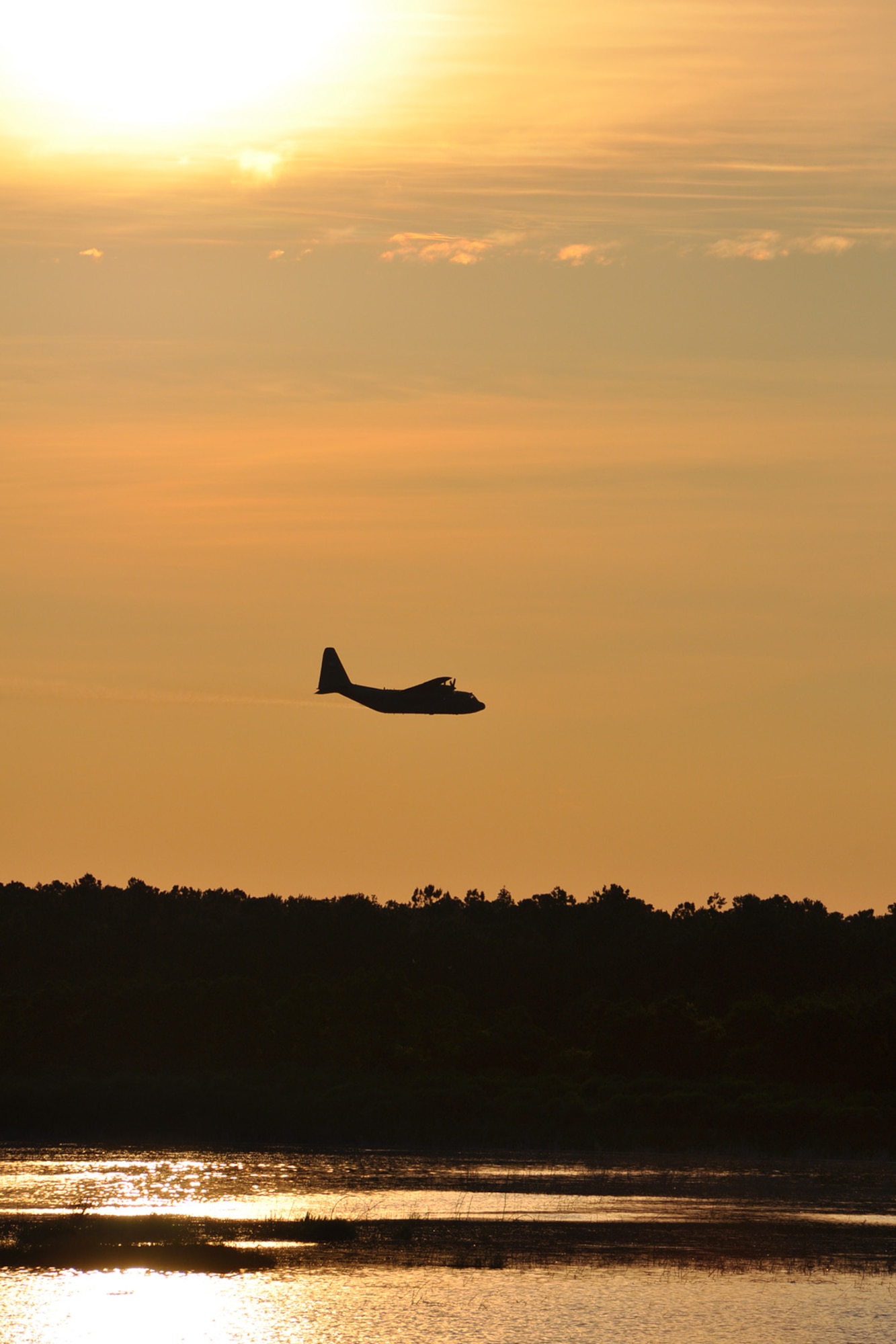 Joint Base Charleston – Weapons Station, S.C. – A specially-modified Air Force Reserve C-130 Hercules tactical cargo aircraft, assigned to the 910th Airlift Wing, based at Youngstown Air Reserve Station, Ohio, disperses a water-diluted EPA-approved insecticide over an area known as the spoils site here, June 15, 2013. The 30-acre spoils site is known to produce approximately 40-million mosquitoes per acre, or 1.2 billion of the pest insects, annually. The 910th’s Aerial Spray Unit conducted spraying operations here, June 15, 2013 to control the population of the disease-carrying pest insects at the installation. The 910th’s 757th Airlift Squadron is home to the Department of Defense’s only large-area, fixed-wing aerial spray capability. U.S. Air Force photo by Master Sgt. Bob Barko Jr.