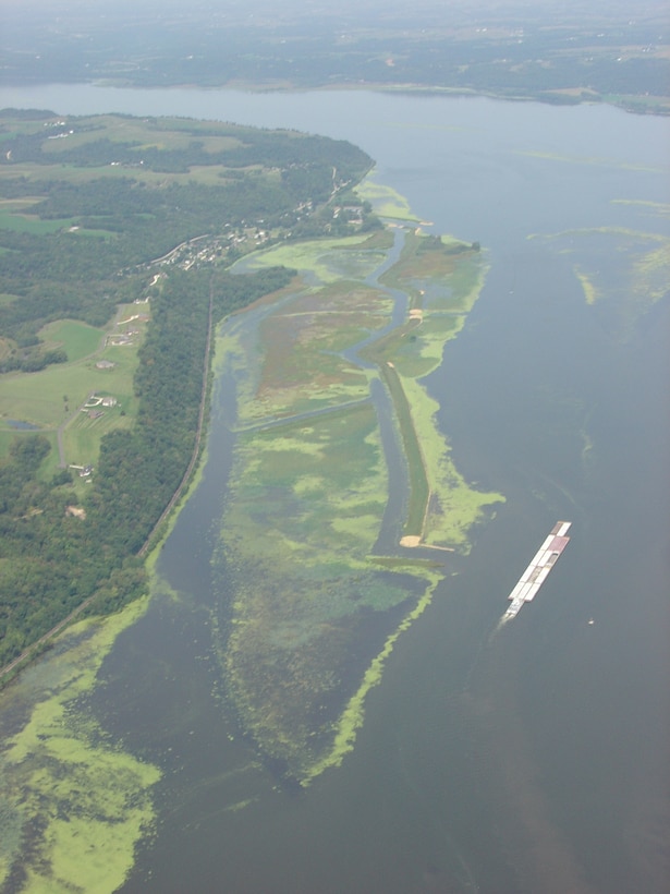 Pool 11 Islands Habitat Restoration and Enhancement Project included the construction of two islands in Mud Lake providing deep water fish habitat.