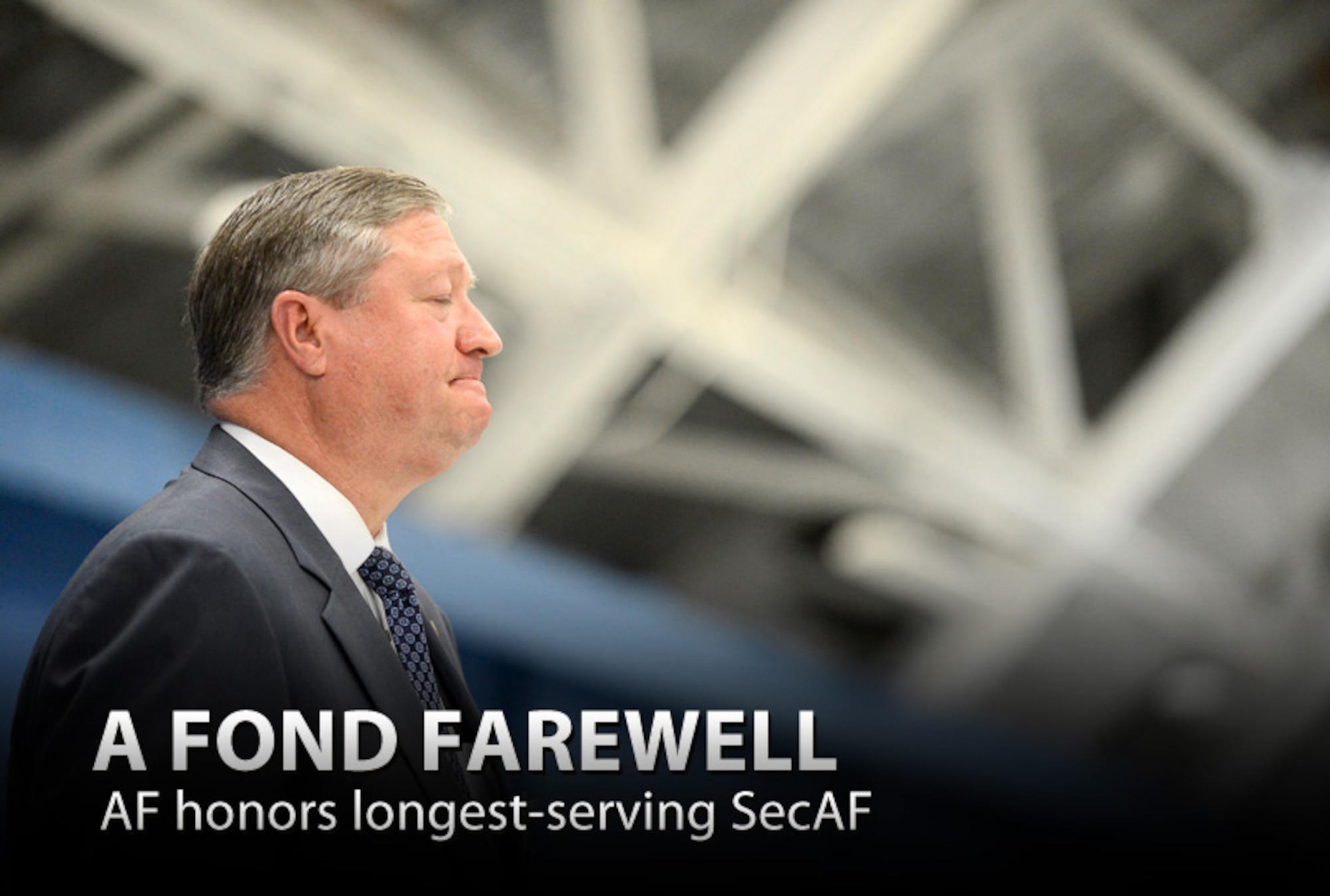 Secretary of the Air Force Michael Donley takes a breath during his farewell ceremony, June 21, 2013, at Joint Base Andrews, Md. Donley was confirmed as the 22nd secretary of the Air Force, Oct. 2, 2008. He had been serving as the acting secretary since June of that year, as well as for seven months in 1993, making him the longest-serving secretary of the Air Force in the serviceÕs history. Under Secretary of the Air Force Eric Fanning will serve as the acting secretary until the President nominates and the Senate confirms a replacement. (U.S. Air
Force photo/Scott M. Ash)
