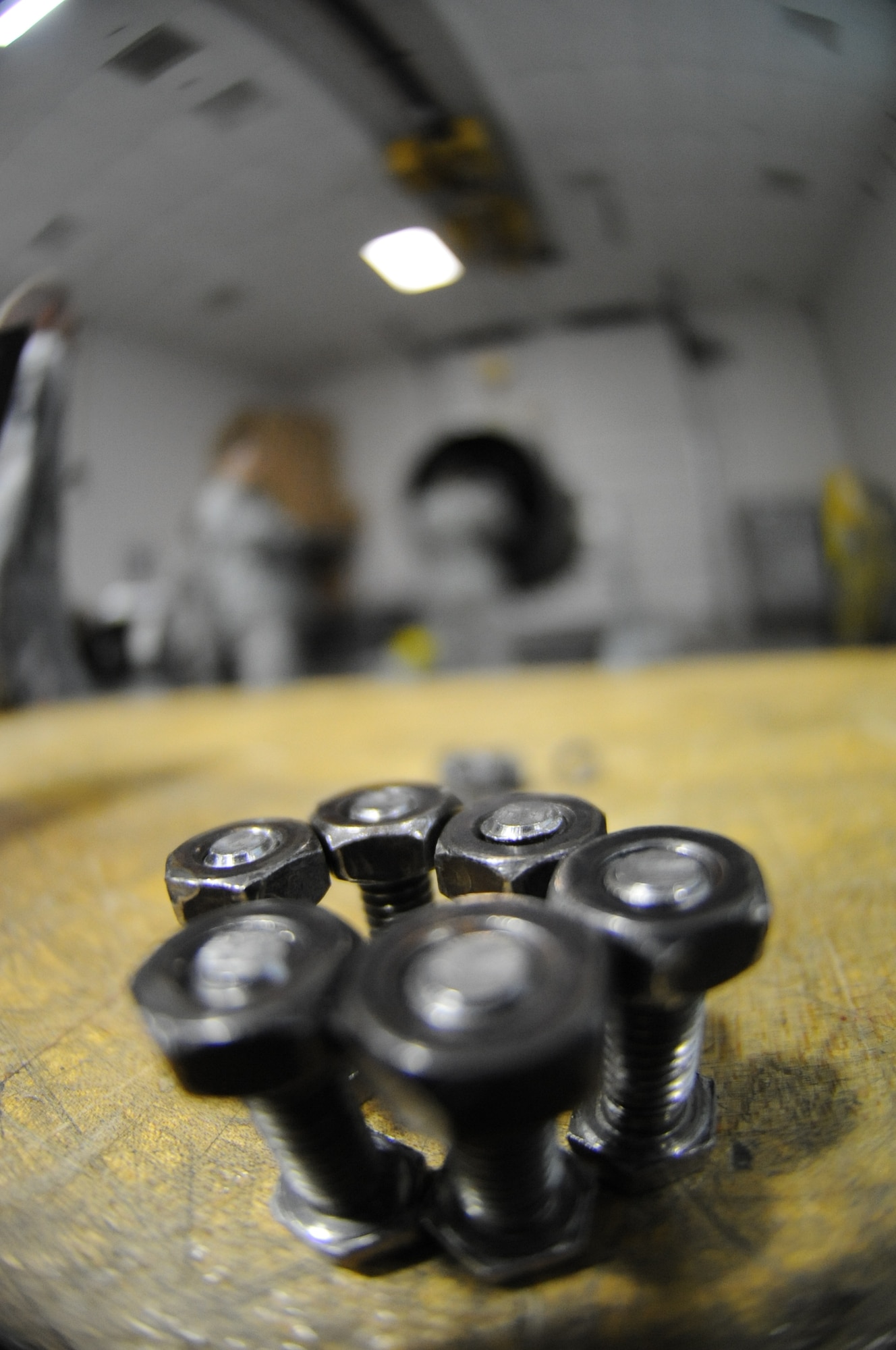 Bolts used to hold together the front frame of a B-2 Spirit propulsions assembly await use during a basic propulsions class June 12, 2013, at the 372nd Training Squadron, Det. 6, at Whiteman Air Force Base, Mo. Once students graduate the class, they take their new knowledge back to their units on the flightline and backshop. (U.S. Air Force photo by Staff Sgt. Brigitte N. Brantley/Released)