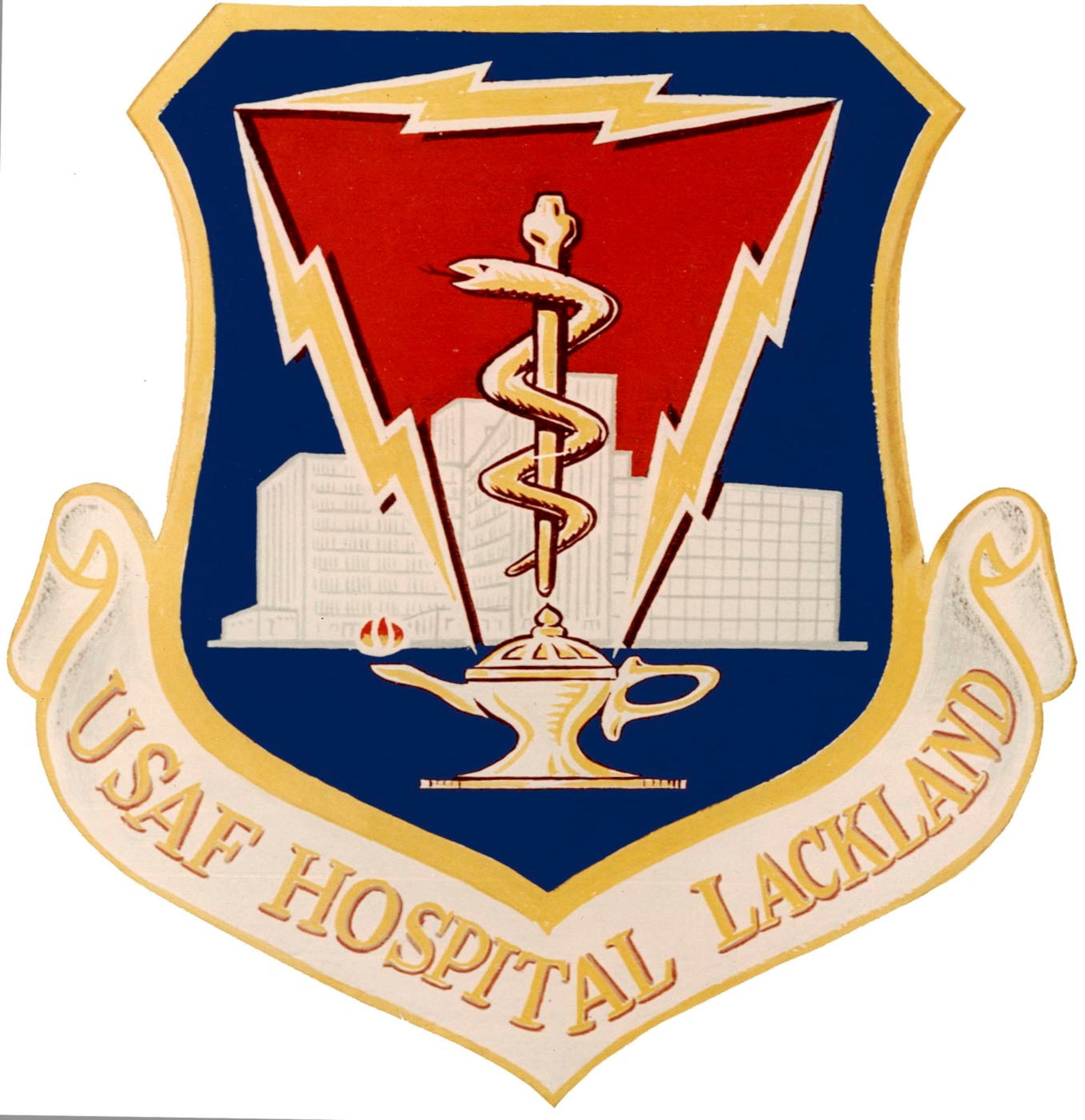 Courtesy illustration of the USAF Hospital Lackland emblem.