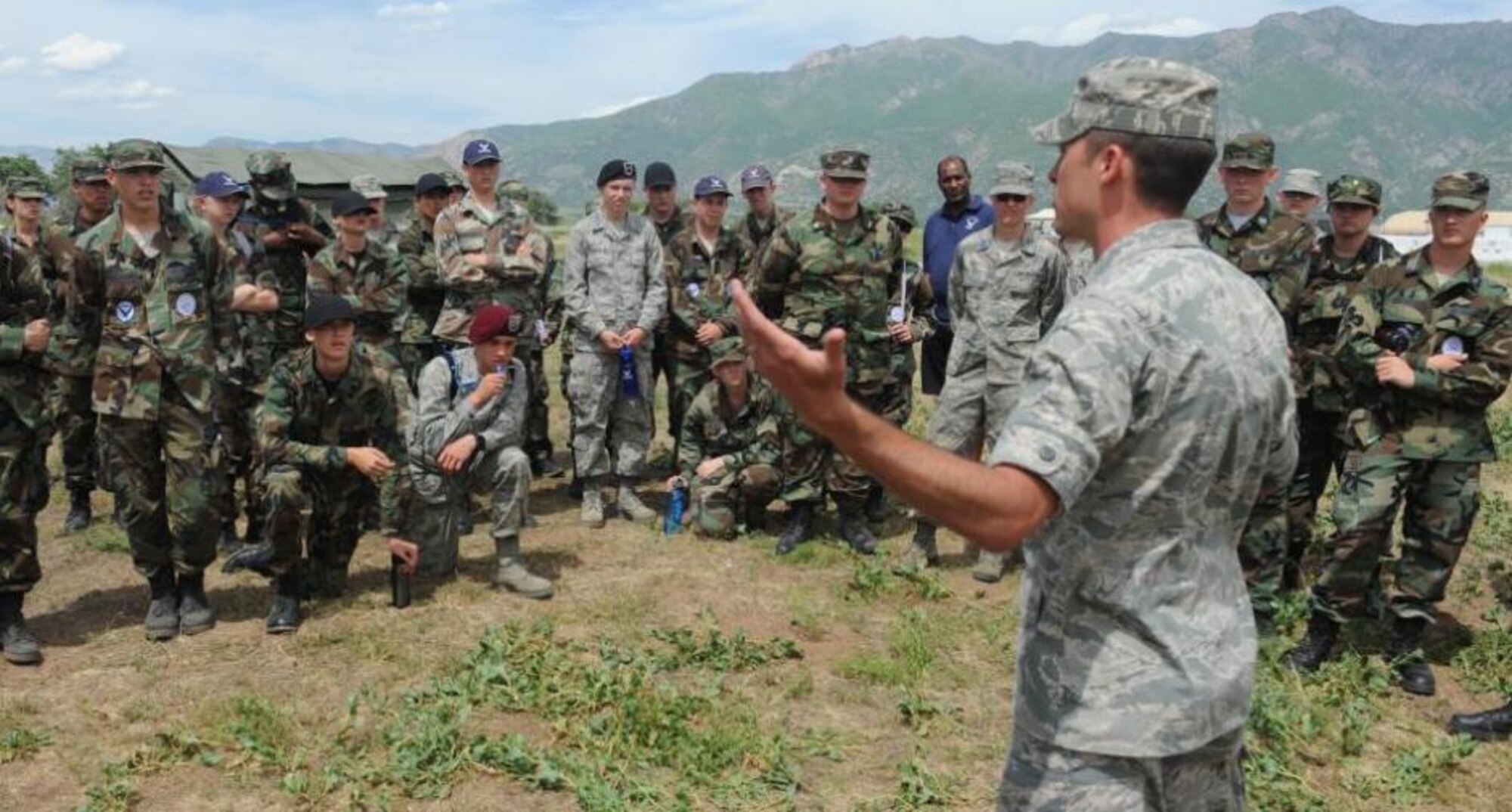 Air Force Junior Reserve Officer Training Corps cadets participated in a disaster emergency training exercise at the Base Operational Readiness Training Area at Hill Air Force Base, Utah, June 12. The exercise was just one part of weeklong camp that included leadership exercises and tours of the installation. (U.S. Air Force photo/Alex R. Lloyd)