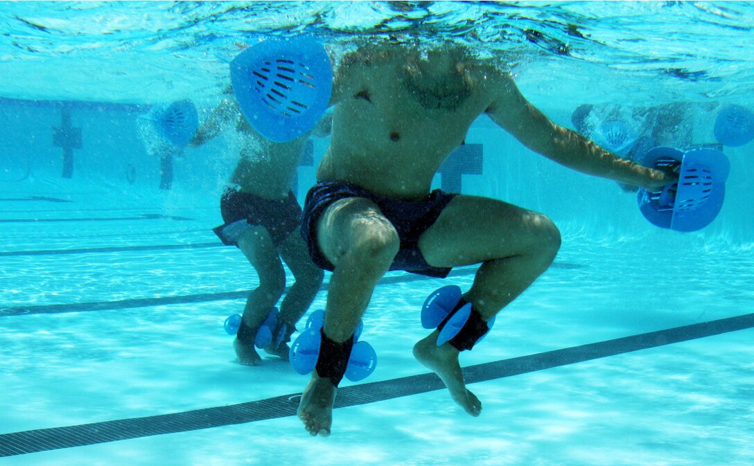 The High Intensity Tactical Training Program arrived at the Combat Center's West Gym and Fitness Center more than a year ago. Since then, it has helped Marines increase their strength, speed, core stability and flexibility, and now a new workout program at the Training Tank aims to do the same in the water. The Aquatics Maximum Power-Intense Training Program is a new in-water training program offered at the Training Tank for individual and unit training purposes.