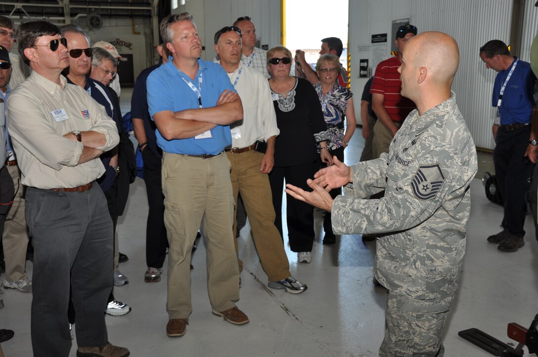 Master Sgt. Daniel Gervais demonstrates the EOD robot for the ESGR (Employer Support of the Guard and Reserve) during a Civic Leader tour here, June 20, 2013. (U.S. Air Force photo by Staff Sgt. Stephanie Clark)
