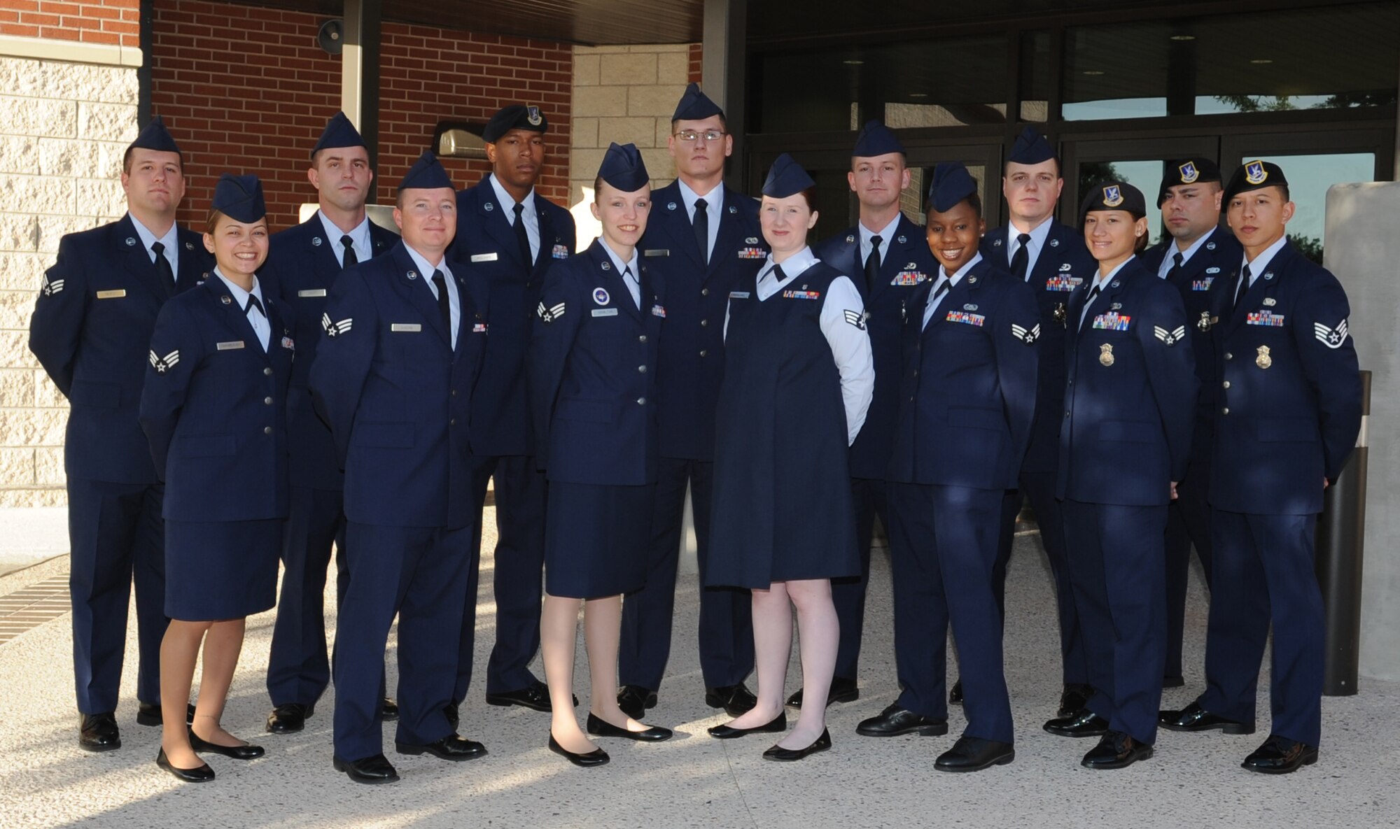 GOODFELLOW AIR FORCE BASE, Texas -- Students from Airman Leadership School Class 13-D stand for a photo, June 10. The students graduated June 20. (U.S. Air Force photo by Staff Sgt. Laura R. McFarlane)