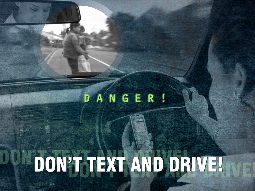 Kadena members are reminded to be good wingmen, lead by example and think twice before reaching for a hand-held device while driving. (U.S. Air Force graphic by Naoko Shimoji)