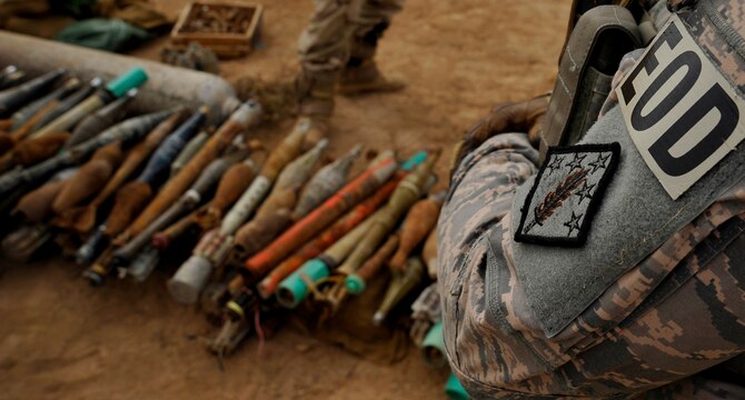 Airmen uncover a cache of unexploded ordnance in the deployed environment. EOD Airmen safely detonate ordnance to prevent losses to forces and civilians. Shaw EOD Airmen responded to a report of a grenade found at the Goodwill store in Sumter, SC. (U.S. Air Force photo by Staff Sgt. Angelita Lawrence/Released)