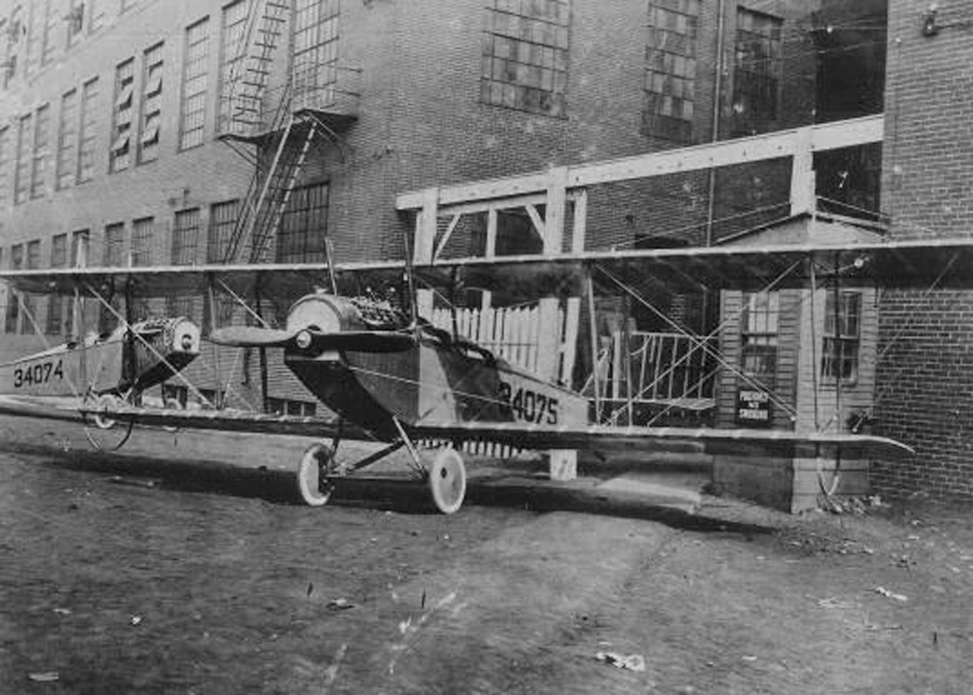 Curtiss JN-4 “Jenny’s,” the first aircraft of the 110th Observation Squadron, Missouri National Guard, parked on South Grand Blvd, Saint Louis.  Circa 1924. (131st Bomb Wing file photo/RELEASED)