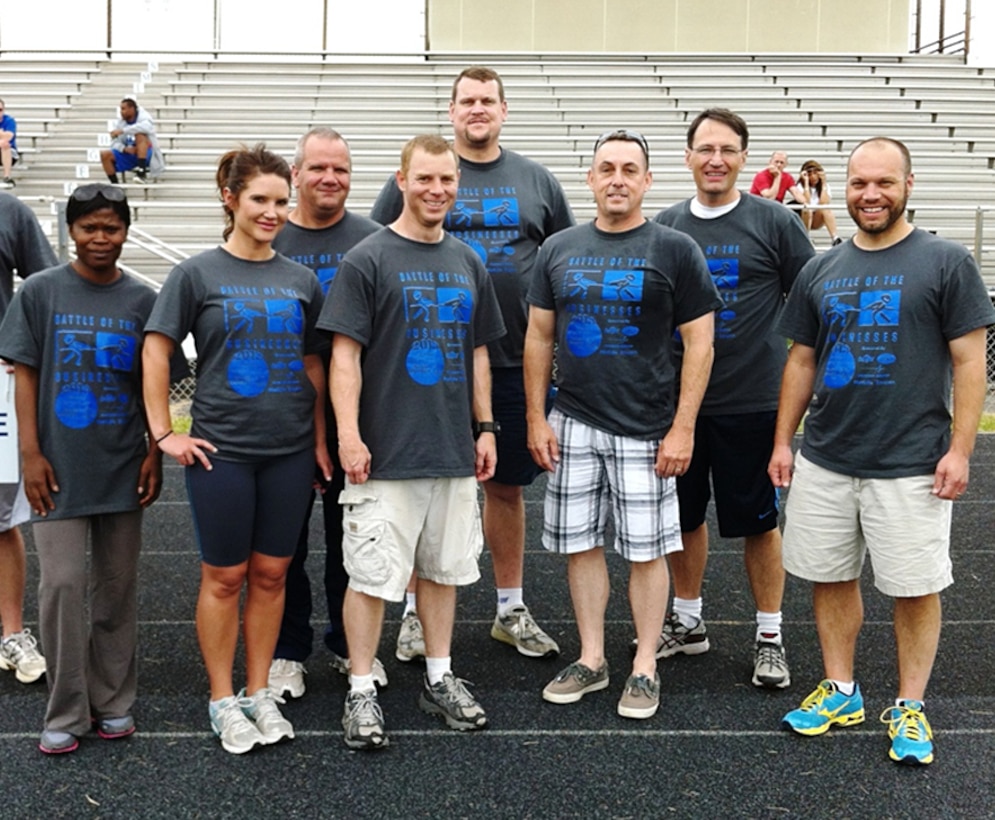 OSI's Battle of the Businesses team from Wright Patterson Air Force Base, Ohio group up for a picture. The annual Battle of the Businesses is the primary fund raising event for the Special Olympics of Greater Dayton, with competitive events occuring throughout the first week of June. (U.S. Air Force Photo/Courtesy of SA Gustav Cariglio)