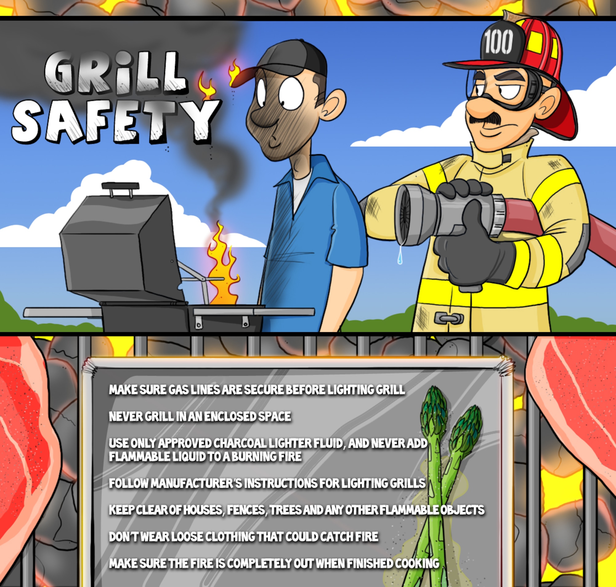 Grilling safety (U.S. Air Force illustration/Staff Sgt. Austin M. May)