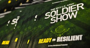 The 2013 Army Soldier Show made a stop at Jacobs Theater at Fort Eustis, Va., June 25, 2013. The 75-minute show, “Ready and Resilient,” was performed by active duty, reserve and National Guard Soldiers. (U.S. Air Force photo by Staff Sgt. Wesley Farnsworth / Released)