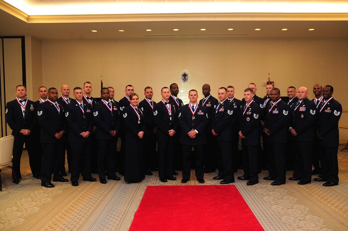 Forty-two technical sergeants were welcomed by friends and family into the senior noncommissioned officer tier during the Senior NCO Induction Ceremony June 21, 2013 at the Charleston Club on Joint Base Charleston – Air Base, S.C. Within this corps, Airmen transfer from craftsman and supervisors to senior leadership and managerial positions. This ceremony is held annually to commemorate this milestone in an Airman’s career. (U.S. Air Force photo/Staff Sgt. Rasheen Douglas)
