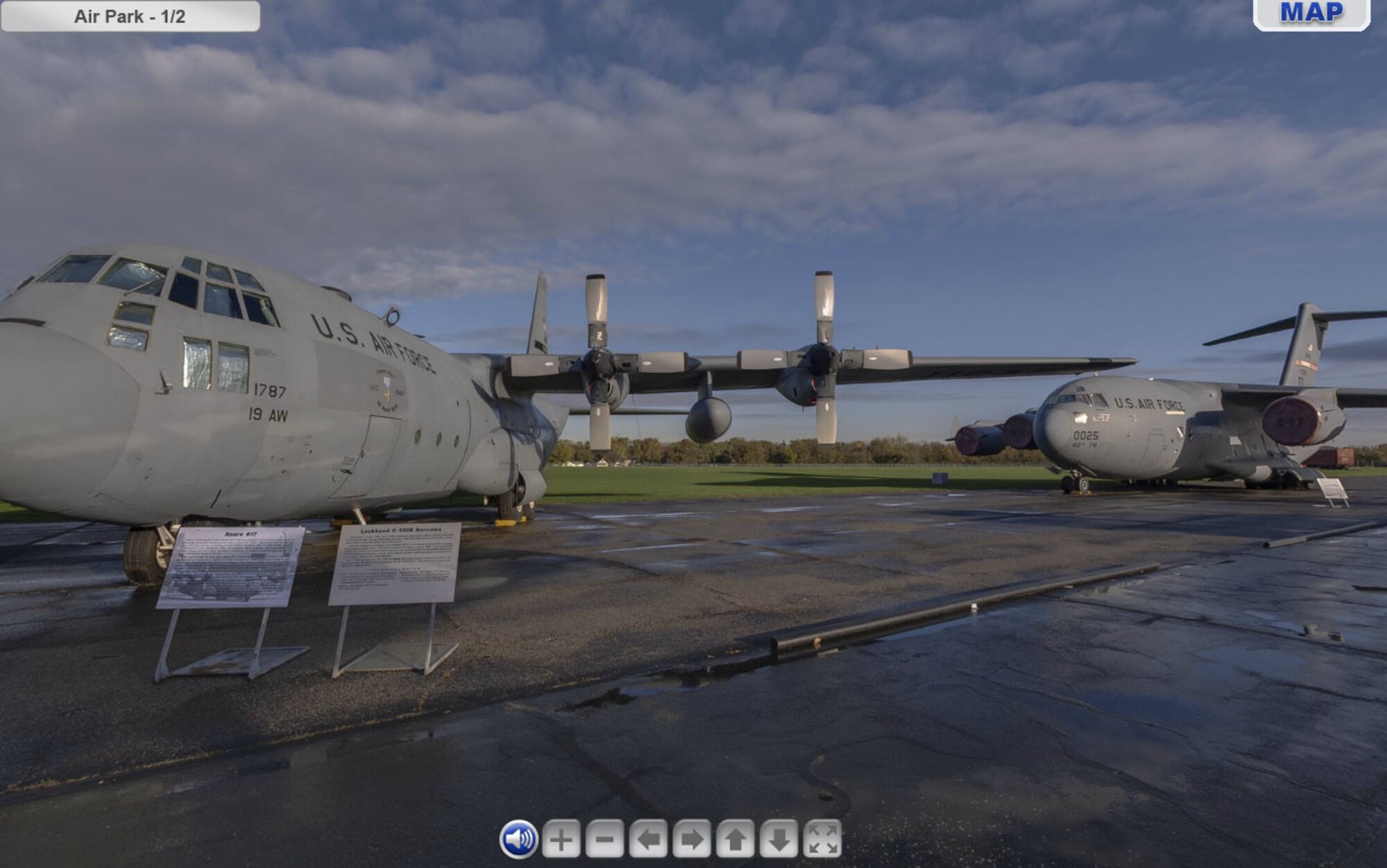 This screenshot shows the Air Park from the National Museum of the U.S. Air Force's Virtual Tour website. (U.S. Air Force image)