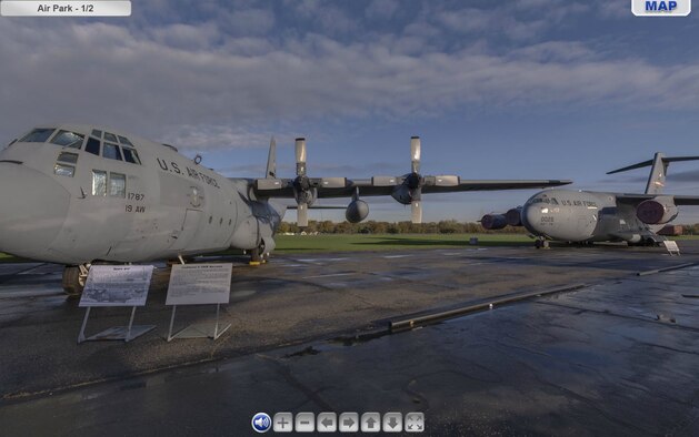 This screenshot shows the Air Park from the National Museum of the U.S. Air Force's Virtual Tour website. (U.S. Air Force image)