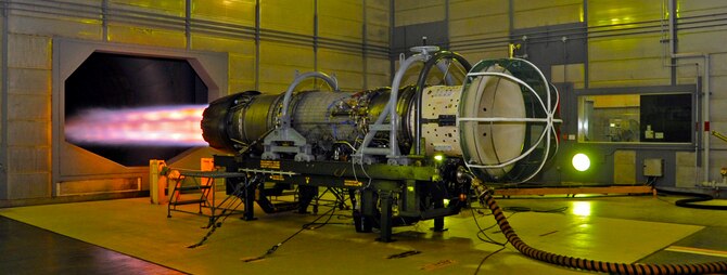 The 35th Maintenance Squadron tests an aircraft engine at Misawa Air Base, Japan, June 25, 2013. The engine is tested in the test cell facility, also known as hush house. Hush house test facilities are primarily used for testing uninstalled engines following maintenance. This is to ensure engines meet all requirements and are safe for flight operations. The process of maintaining or testing an engine can take a considerable amount of time. (U.S. Air Force photo by Airman 1st Class Kenna Jackson)