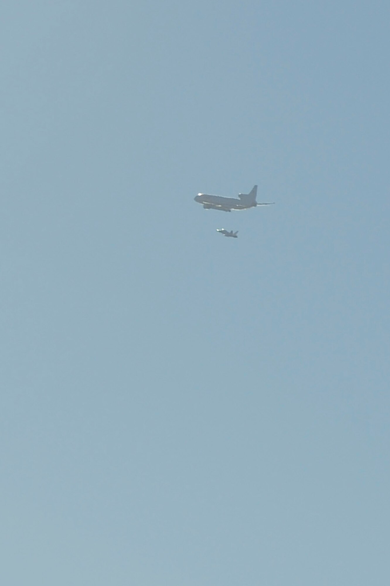 VANDENBERG AIR FORCE BASE, Calif. – A L-1011 “Stargazer” carrier aircraft and its lead plane turn toward Monterey Bay after take-off at the base flightline here Thursday, June 27, 2013. The launch of an Orbital Sciences Corporation Pegasus XL rocket launched from the “Stargazer” carrier aircraft off the coast of Monterey Bay.  (U.S. Air Force photo/Senior Airman Lael Huss)