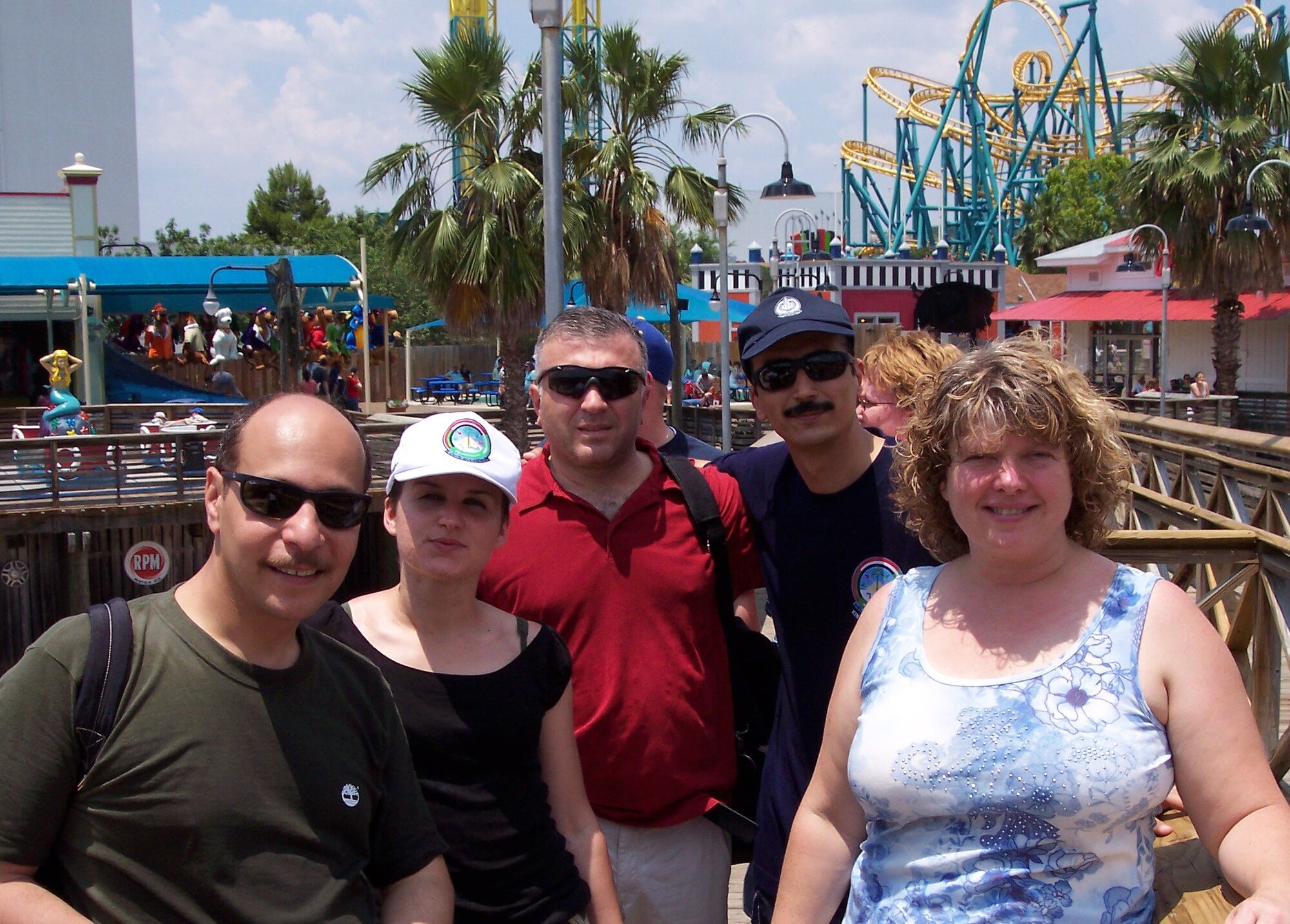 SAN ANTONIO, Texas -- At right, Kay Grosinske, a base environmental coordinator in the Air Force Civil Engineer Center's Installations Directorate, enjoys an outing with students from the Defense Language Institute at Joint Base San Antonio-Lackland. (Courtesy photo)