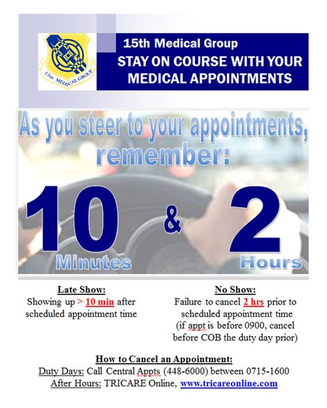15th Medical Group Appointment Policies: Updated Show, No-Show and Late Show Policies