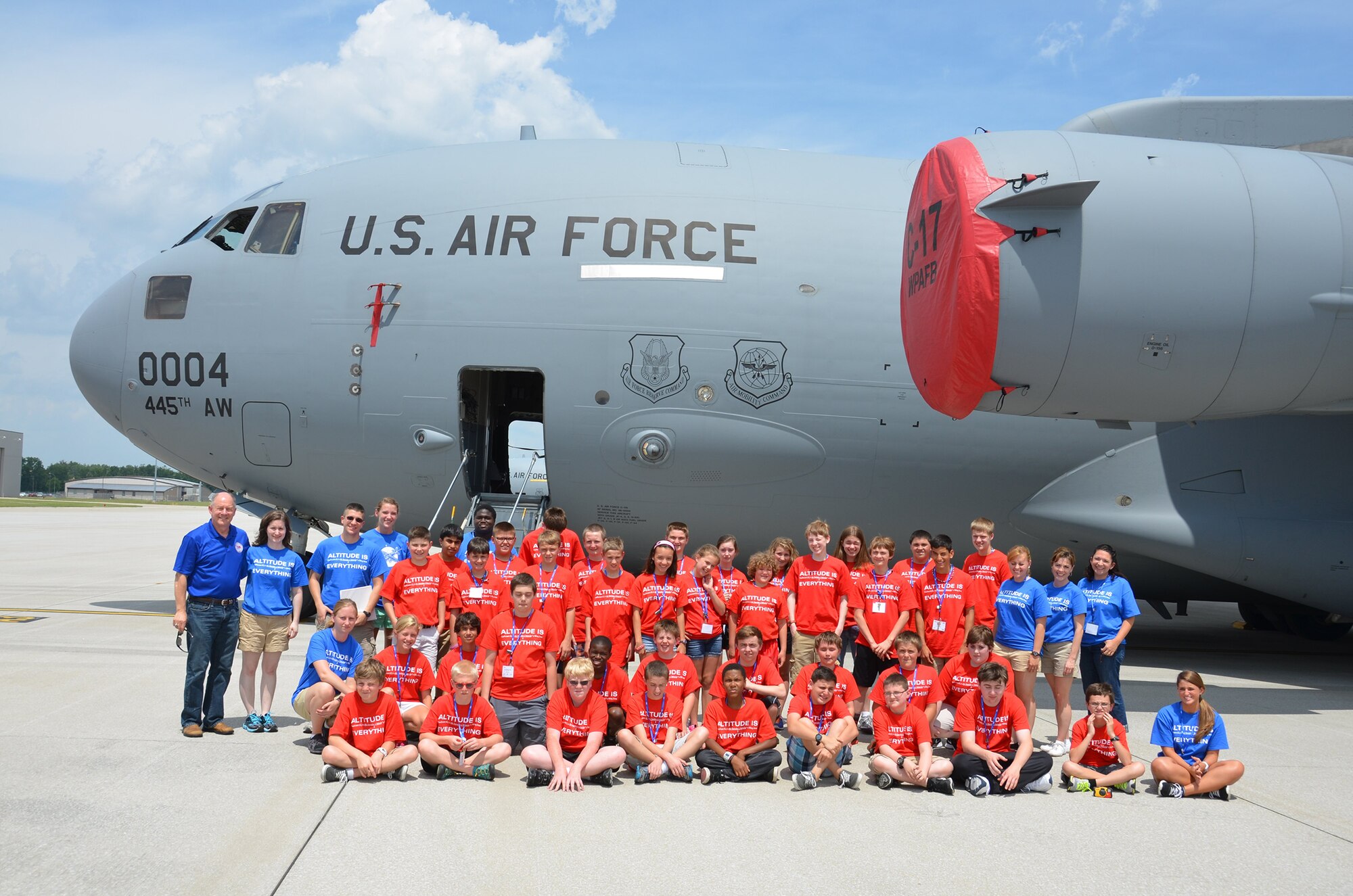 WRIGHT-PATTERSON AIR FORCE BASE, Ohio – Students participating in the 2013 Air Camp program toured a C-17 Globemaster III during their visit to the 445th Airlift Wing June 17 Air Camp is a week-long summer camp for middle school students to learn about aviation and the science, technology, engineering and mathematics of aeronautics. The program is the vision of Dayton-area leaders who want to help young people nationwide achieve their potential, develop critical-thinking and problem-solving skills, and pursue further education and future careers in STEM-related fields and aviation. (U.S. Air Force photo/Master Sgt. Charles Miller)