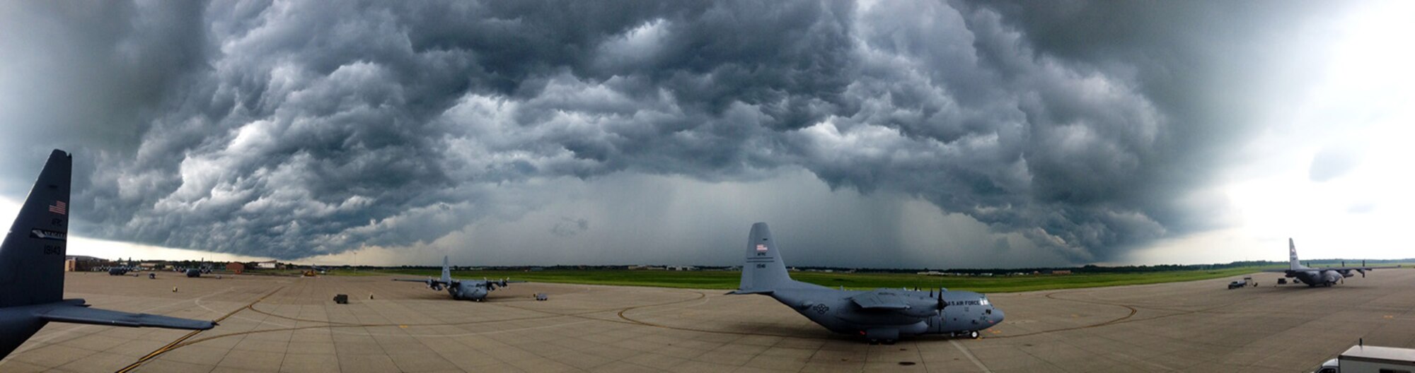 A storm front rolls in on the Niagara Falls Air Reserve Station, N.Y. flight line June 27, 2013.  (U.S. Air Force photo by Master Sgt. Kevin Dwyer)